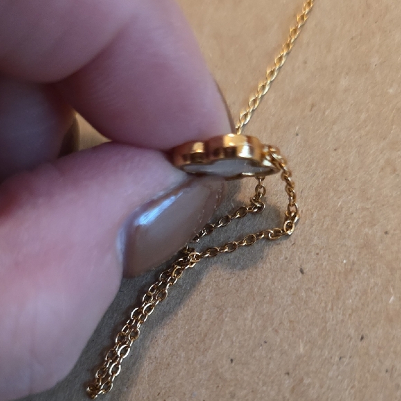 Elegant Gold and White Clover Necklace - Picture 3 of 6